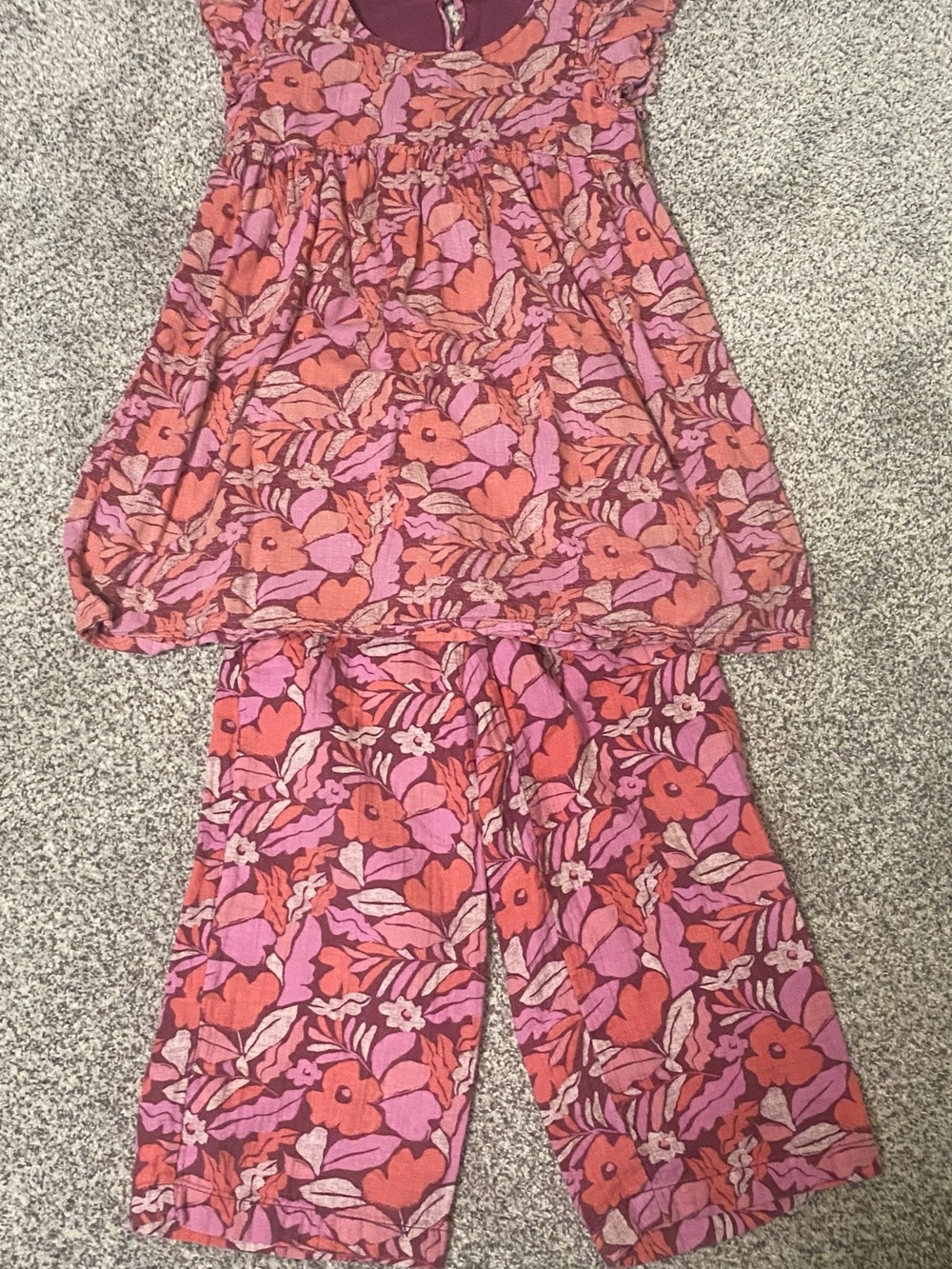 GAP Pink and Orange Floral Kids Pajama Set